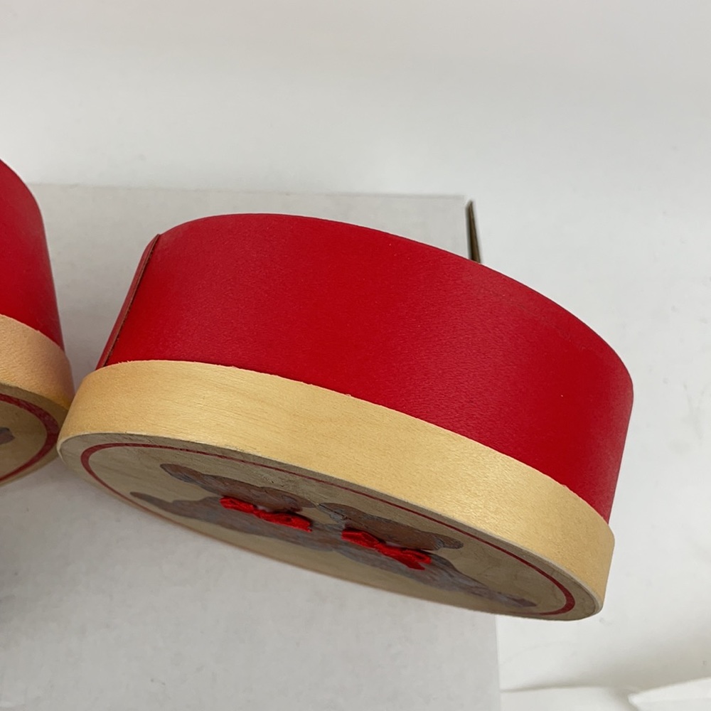 Set of 2 Teddy Bear Bentwood Boxes & Wooden Christmas Ornament - Picture 3 of 9